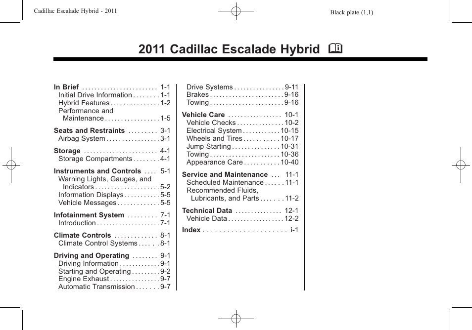 Cadillac 2011 Escalade Hybrid User Manual | 94 pages