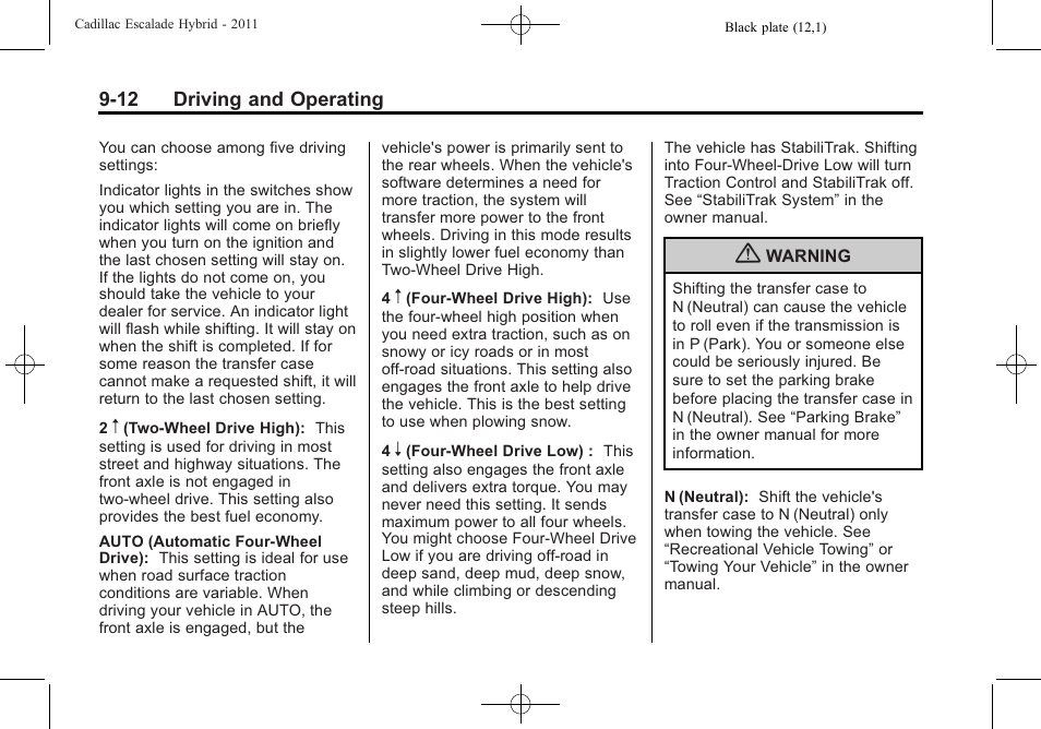 Cadillac 2011 Escalade Hybrid User Manual | Page 38 / 94