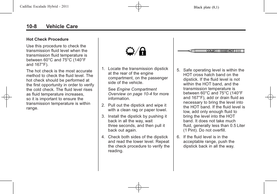 8 vehicle care | Cadillac 2011 Escalade Hybrid User Manual | Page 52 / 94