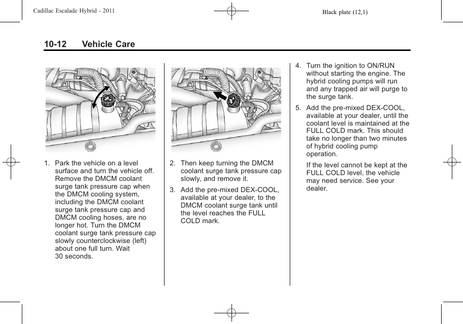 12 vehicle care | Cadillac 2011 Escalade Hybrid User Manual | Page 56 / 94