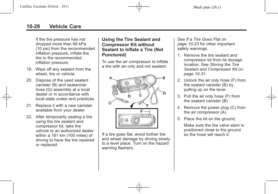 28 vehicle care | Cadillac 2011 Escalade Hybrid User Manual | Page 72 / 94