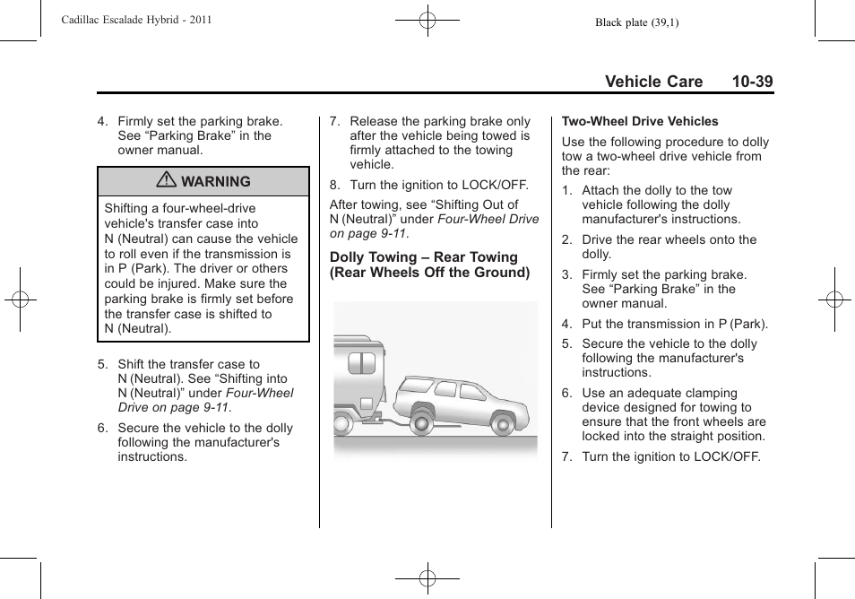 Vehicle care 10-39 | Cadillac 2011 Escalade Hybrid User Manual | Page 83 / 94