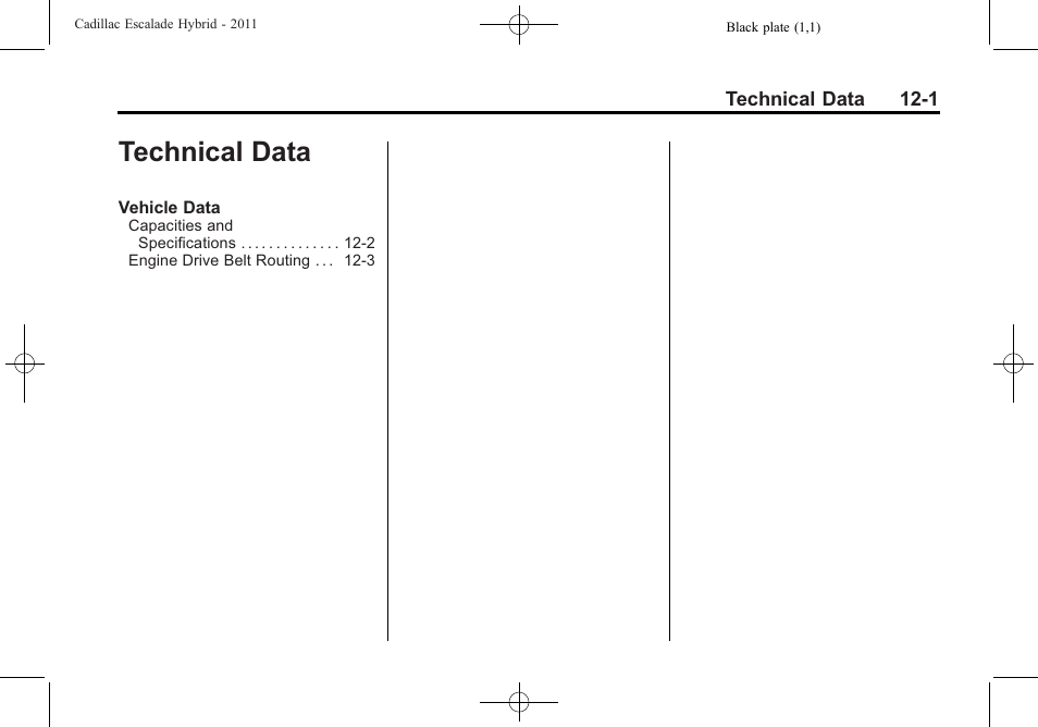 Technical data, Technical data -1 | Cadillac 2011 Escalade Hybrid User Manual | Page 87 / 94