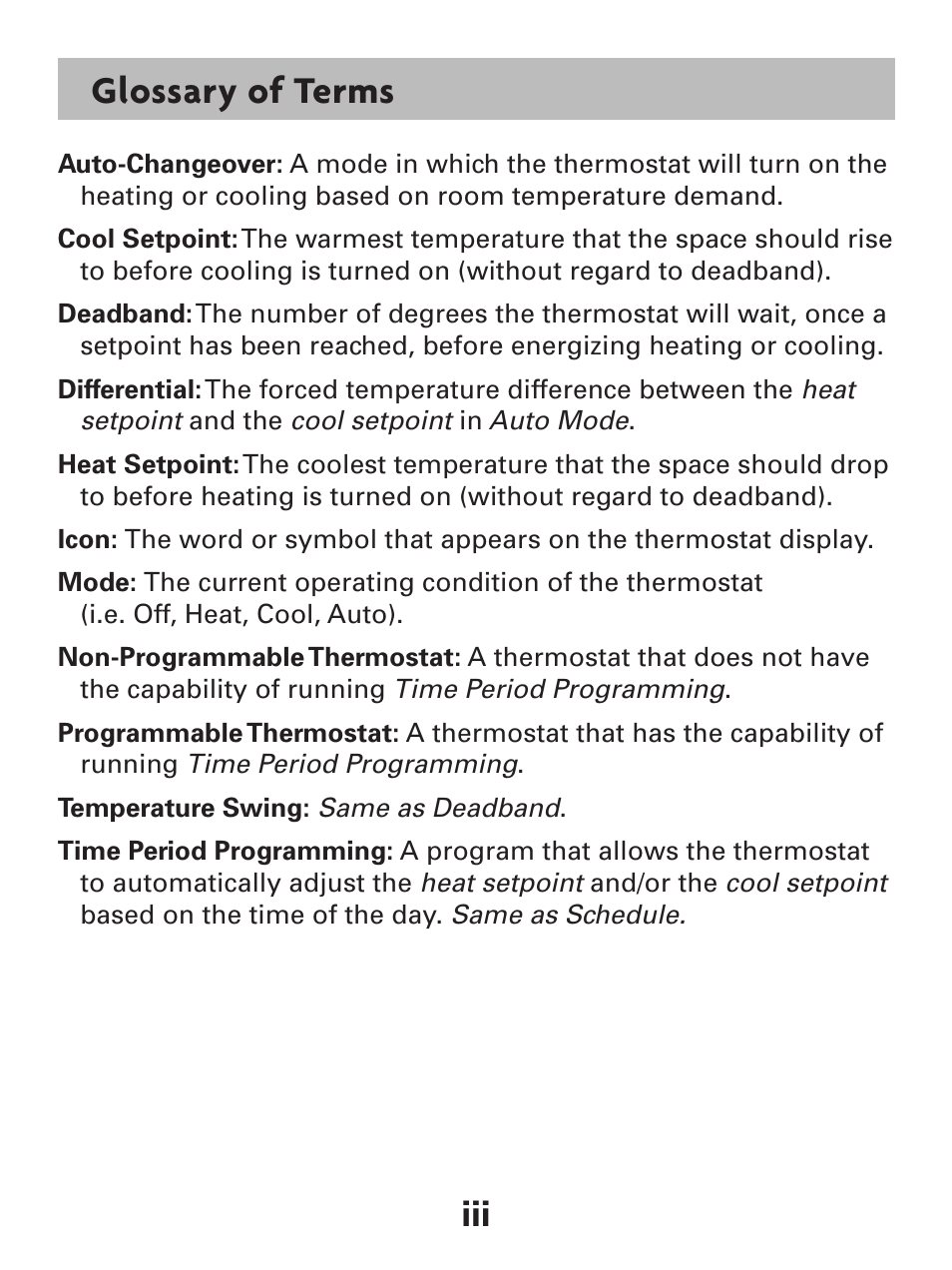 Glossary of terms | Venstar T7900 User Manual | Page 4 / 95