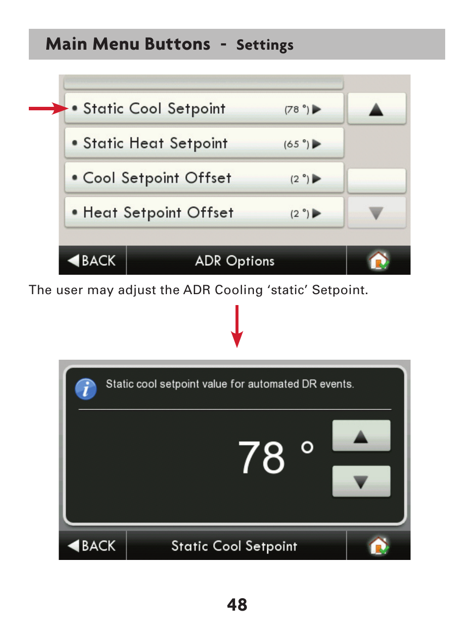 48 main menu buttons | Venstar T7900 User Manual | Page 56 / 95