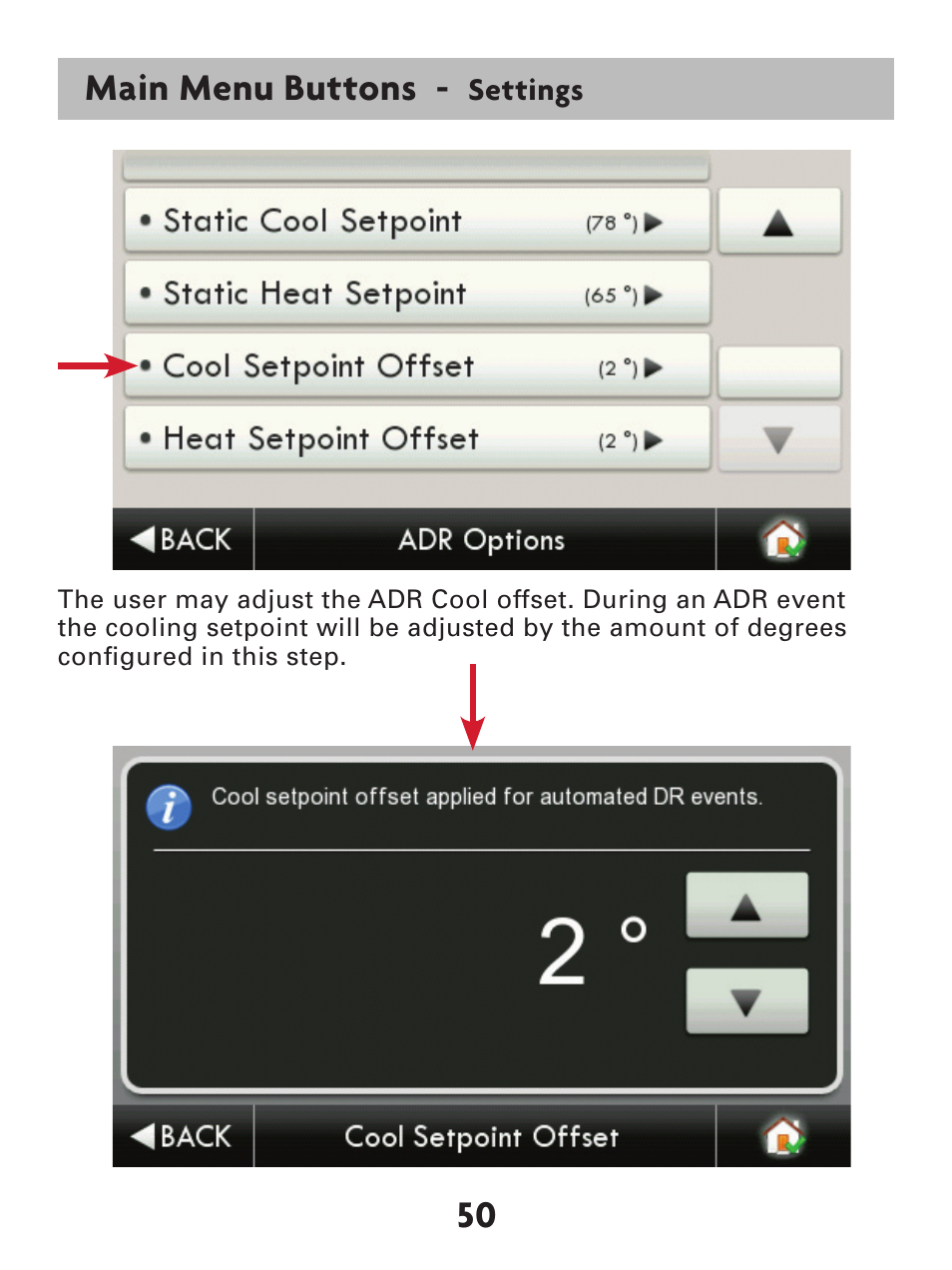 Main menu buttons | Venstar T7900 User Manual | Page 58 / 95