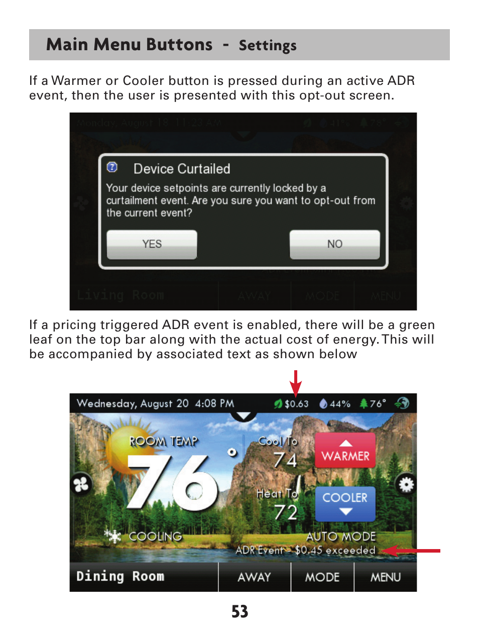 53 main menu buttons | Venstar T7900 User Manual | Page 61 / 95