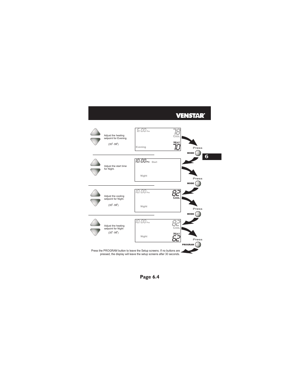 Page 6.4 | Venstar T1700 User Manual | Page 30 / 58