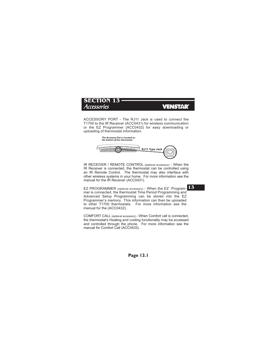 Accessories, Page 13.1 | Venstar T1700 User Manual | Page 52 / 58