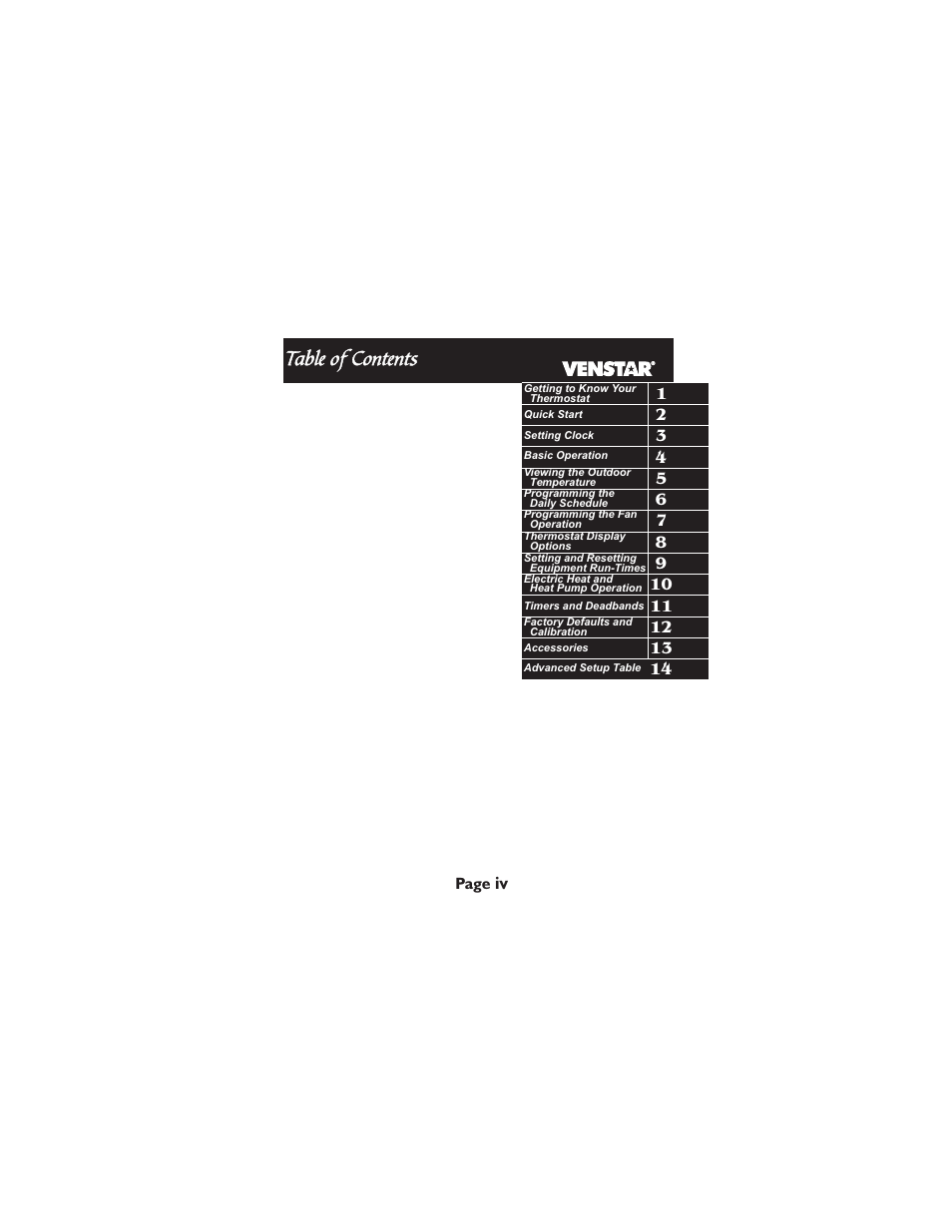 Venstar T1700 User Manual | Page 6 / 58