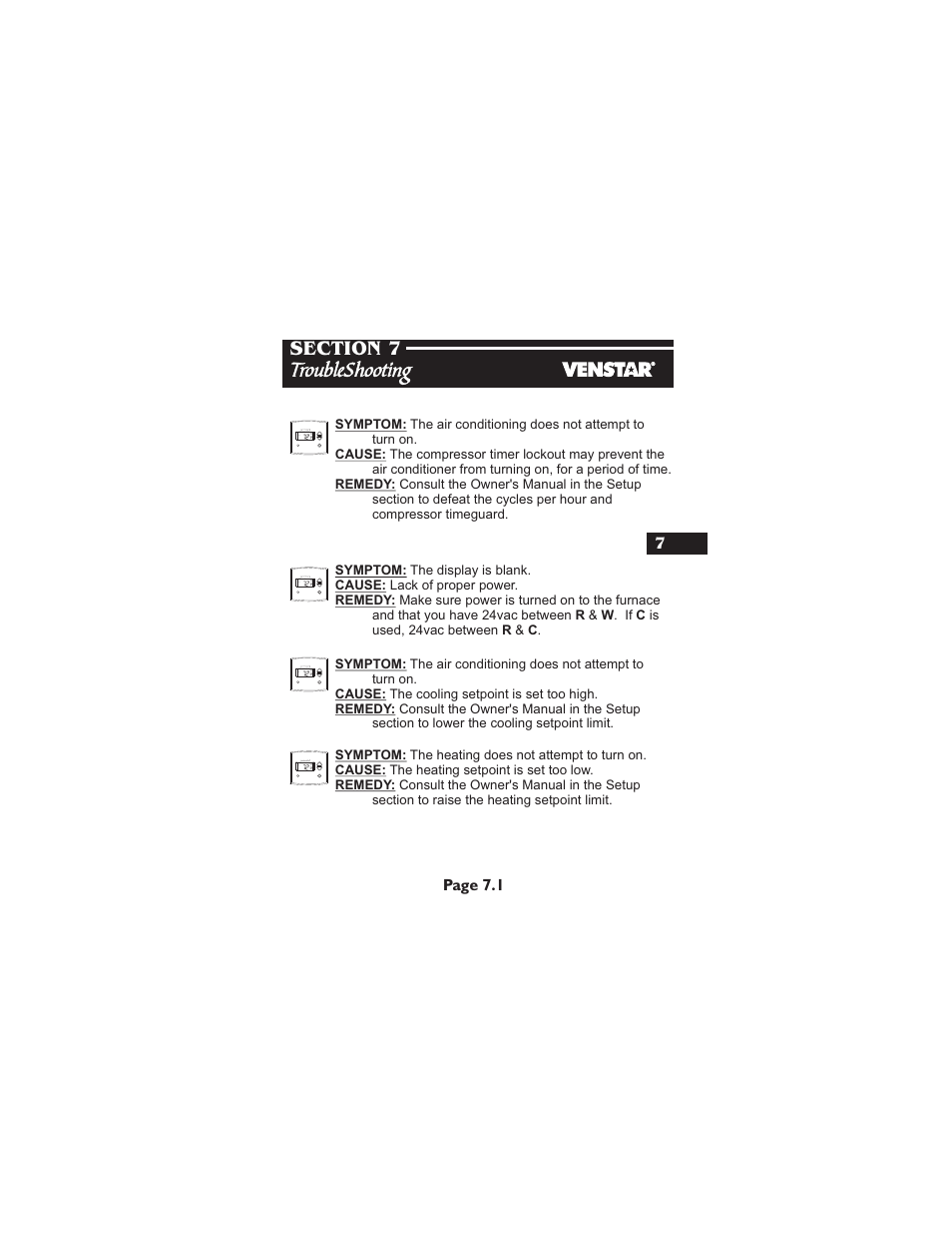 Page 7.1 | Venstar T1700 Installation User Manual | Page 16 / 17