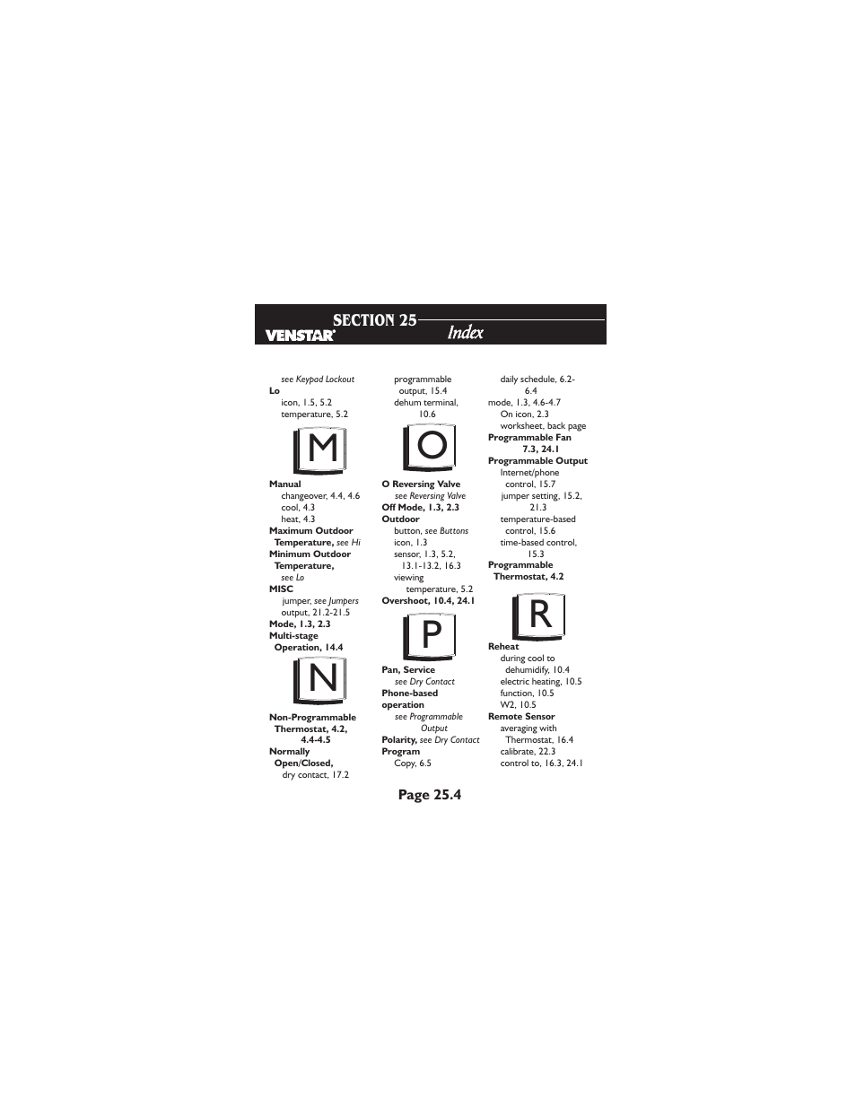 Mn o p | Venstar T1900 User Manual | Page 104 / 108