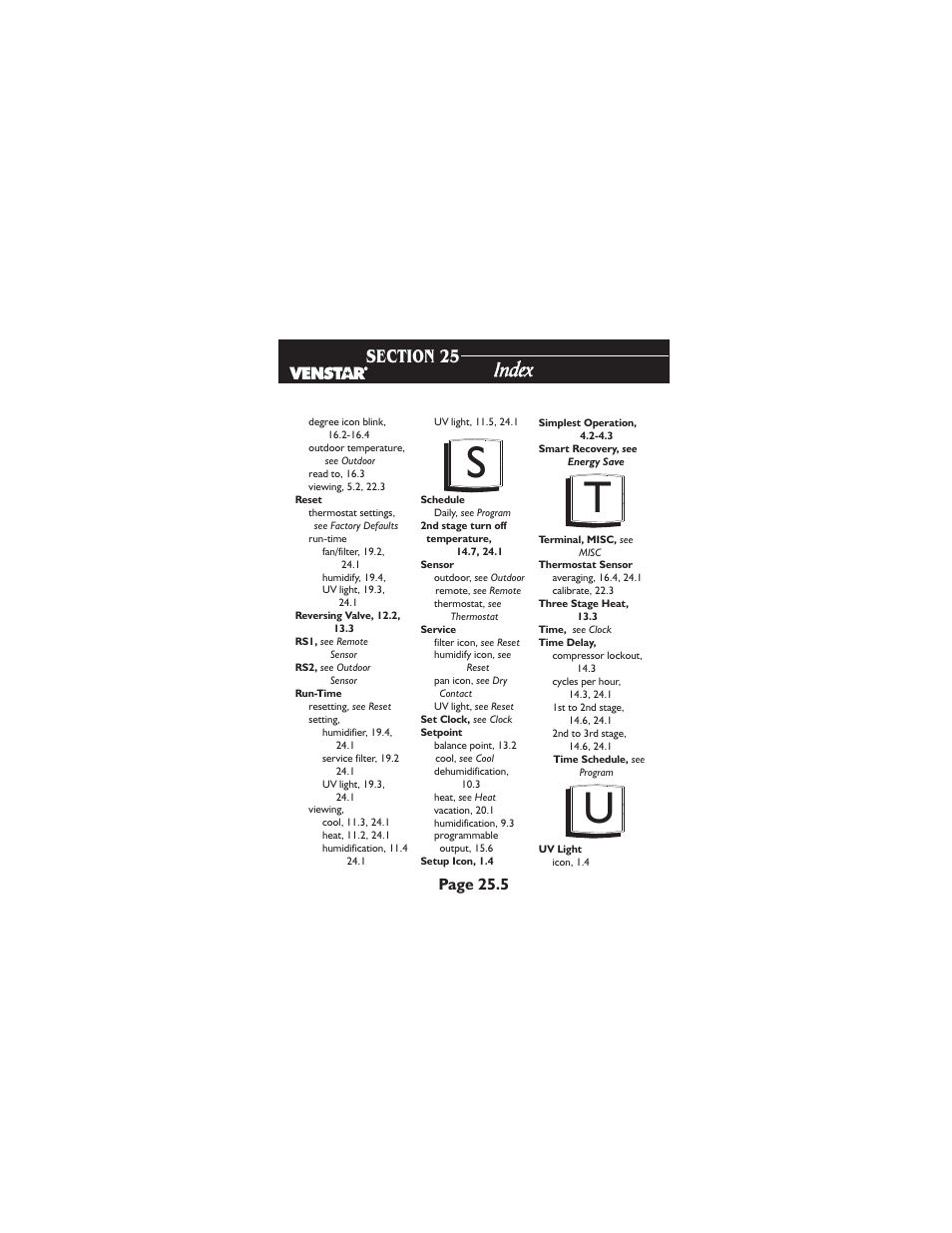 Tu s | Venstar T1900 User Manual | Page 105 / 108