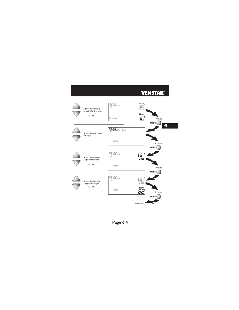 Page 6.4 | Venstar T1900 User Manual | Page 32 / 108