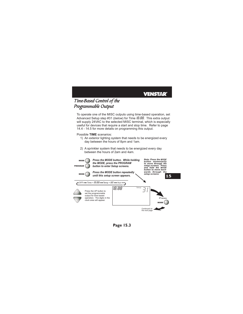 Time-based control of the programmable output, I8:88, Page 15.3 | Venstar T1900 User Manual | Page 72 / 108