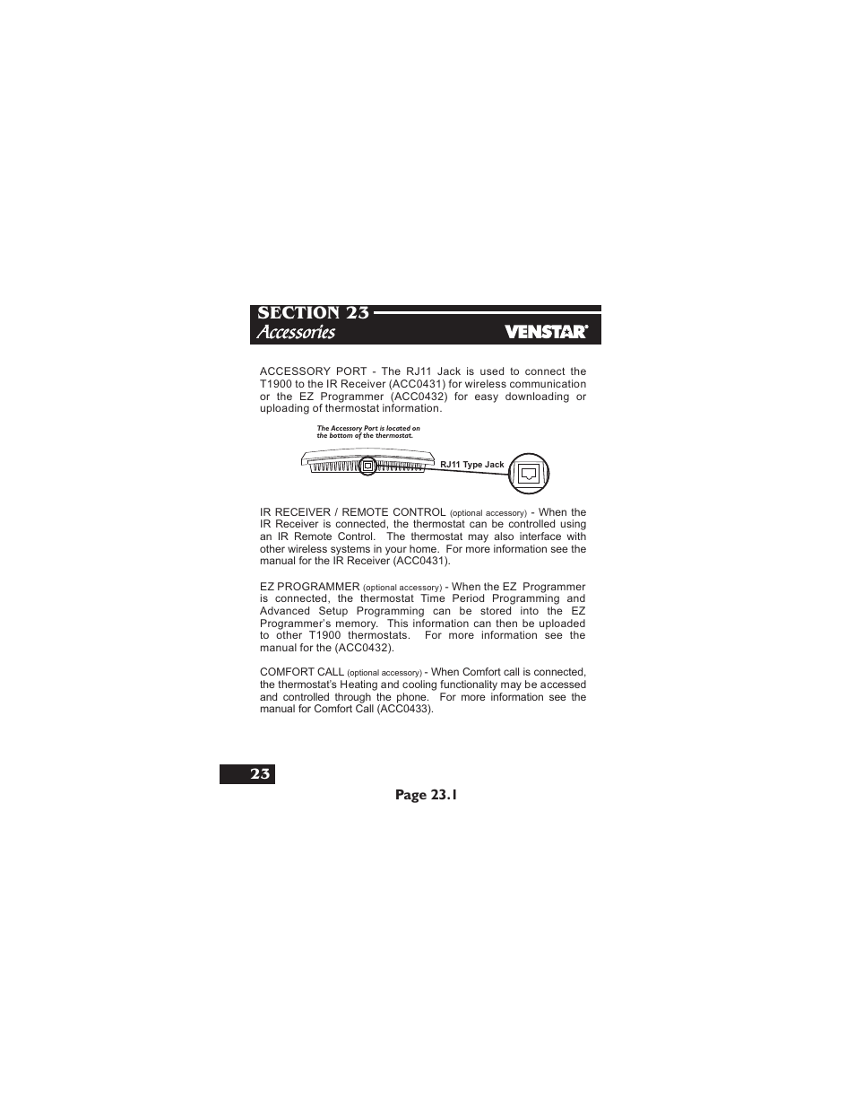 Accessories, Page 23.1 | Venstar T1900 User Manual | Page 99 / 108