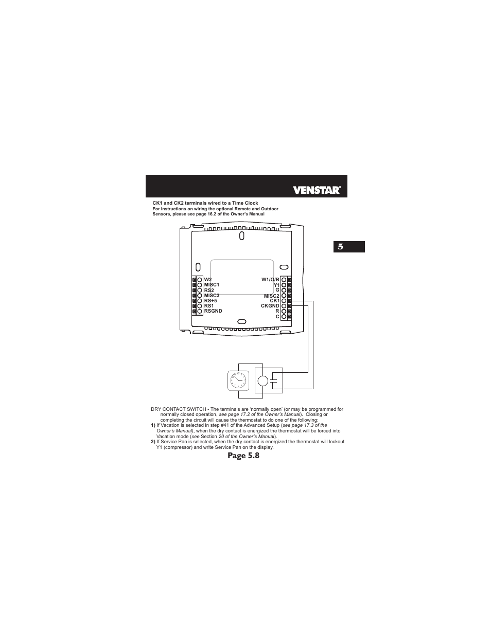 Page 5.8 5 | Venstar T1900 Installation User Manual | Page 20 / 24