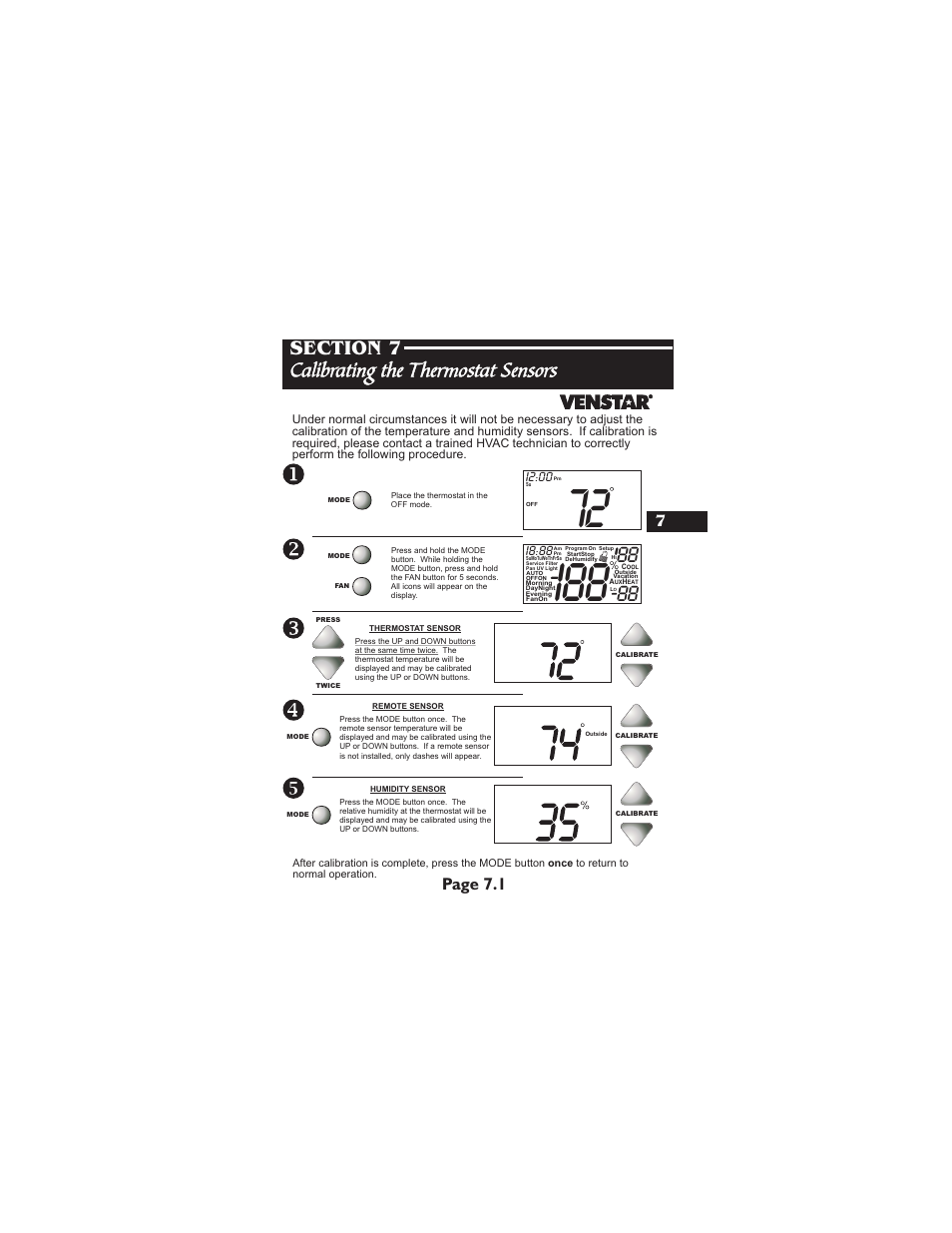 Page 7.1, I2:00, I8:88 | Venstar T1900 Installation User Manual | Page 22 / 24