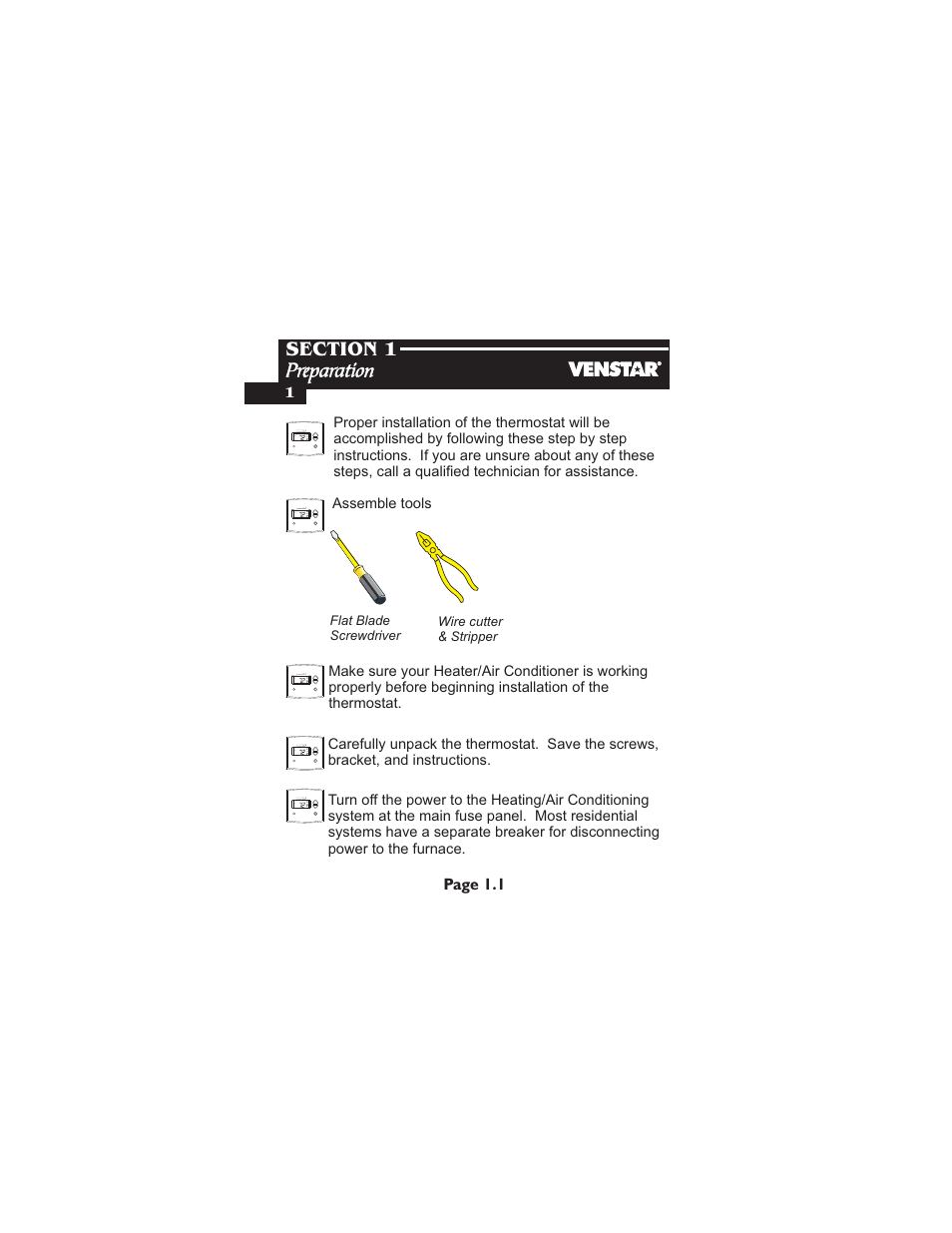 Page 1.1 | Venstar T1900 Installation User Manual | Page 5 / 24