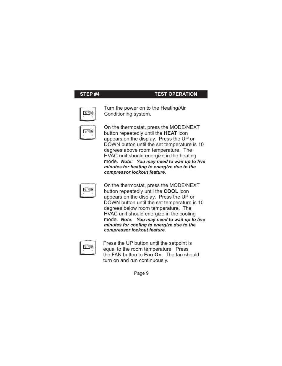 Step #4 test operation | Venstar TSTATEZ User Manual | Page 10 / 12