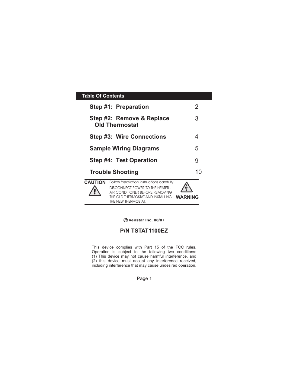 Venstar TSTATEZ User Manual | Page 2 / 12