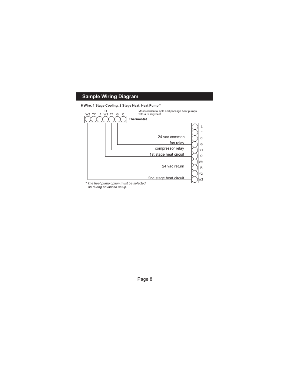 Sample wiring diagram, Page 8 | Venstar TSTATEZ User Manual | Page 9 / 12