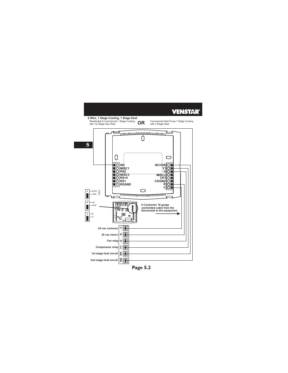 Page 5.2 5, Hp gas b o elec gas (f a n ) | Venstar T2700 Installation User Manual | Page 13 / 23