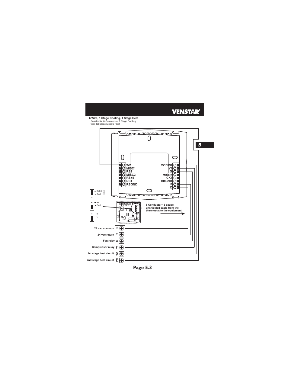 Page 5.3 5, Hp gas b o elec gas (f a n ) | Venstar T2700 Installation User Manual | Page 14 / 23