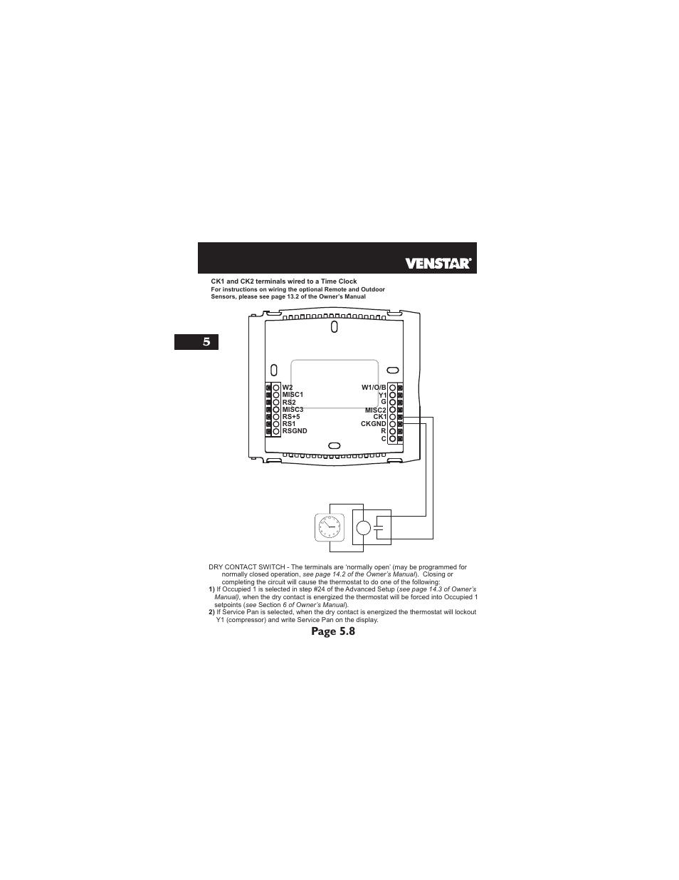 Page 5.8 5 | Venstar T2700 Installation User Manual | Page 19 / 23