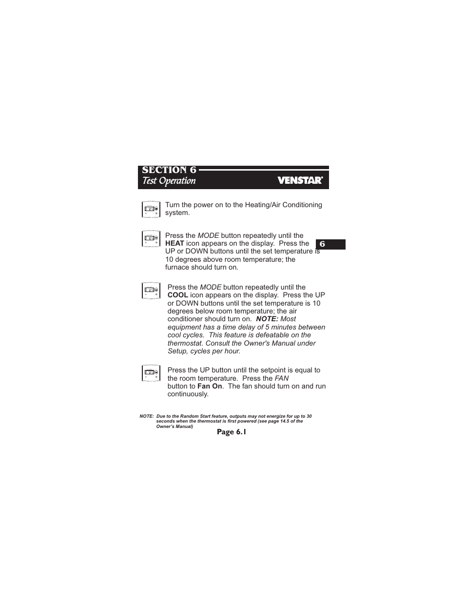 Page 6.1 | Venstar T2700 Installation User Manual | Page 20 / 23