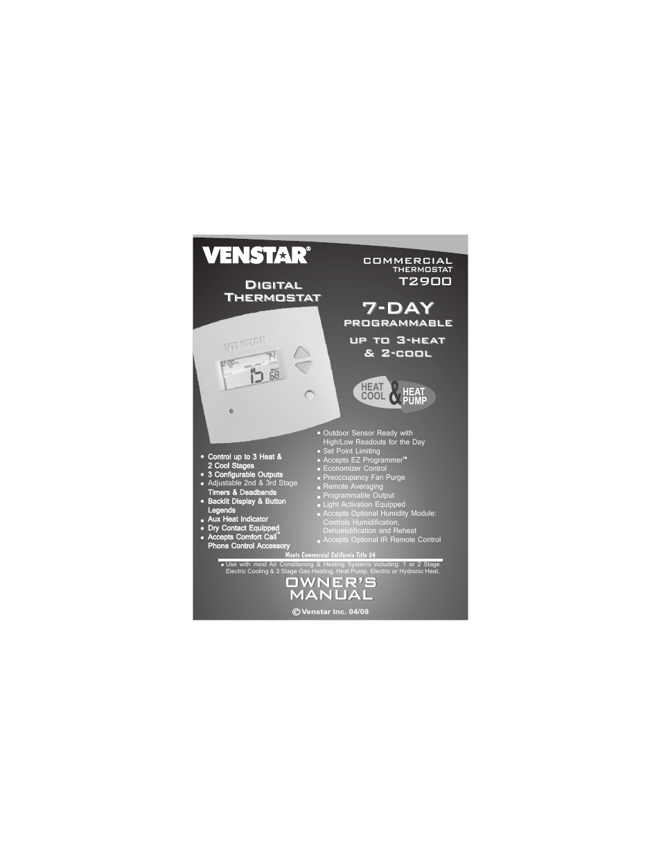 Venstar T2900 User Manual | 113 pages