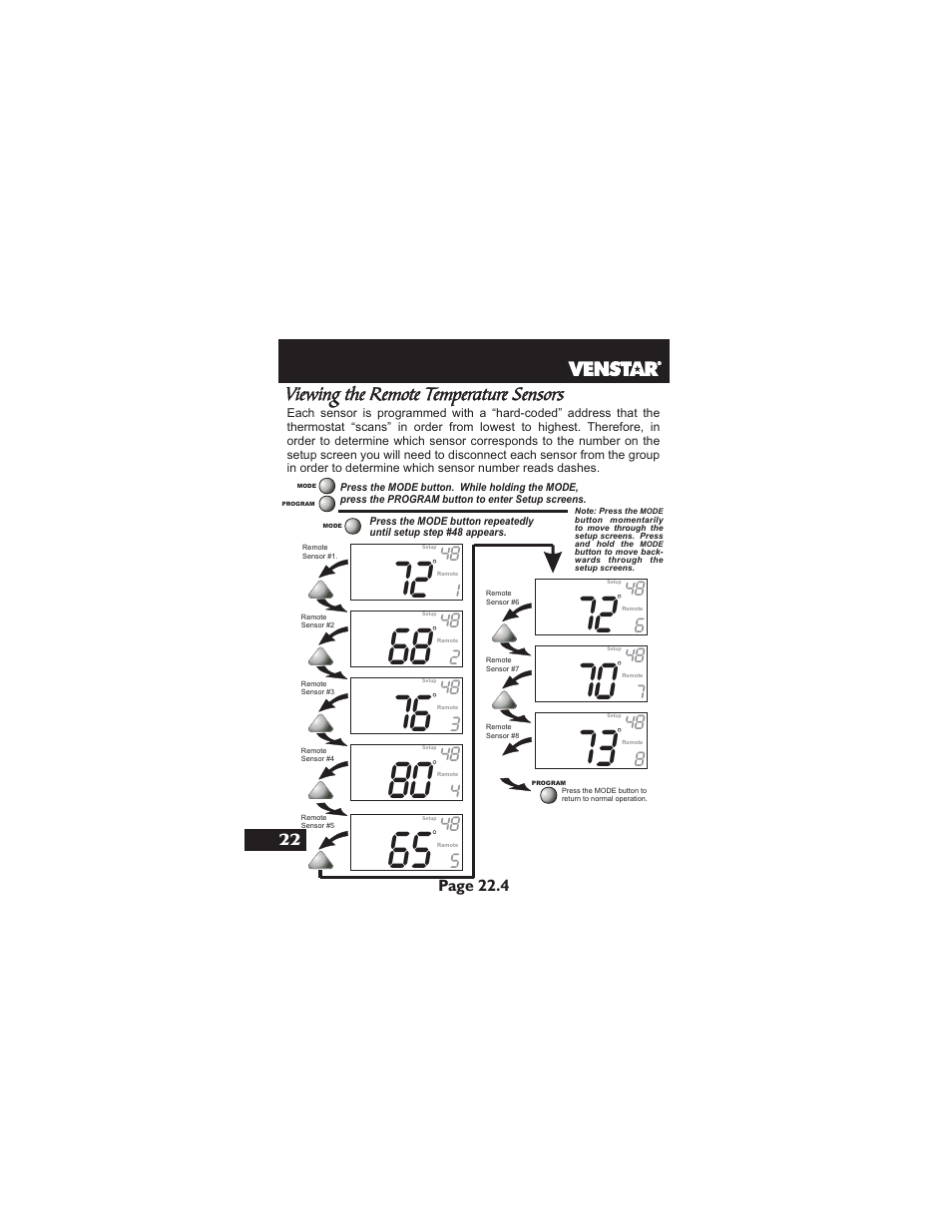 Viewing the remote temperature sensors | Venstar T2900 User Manual | Page 103 / 113