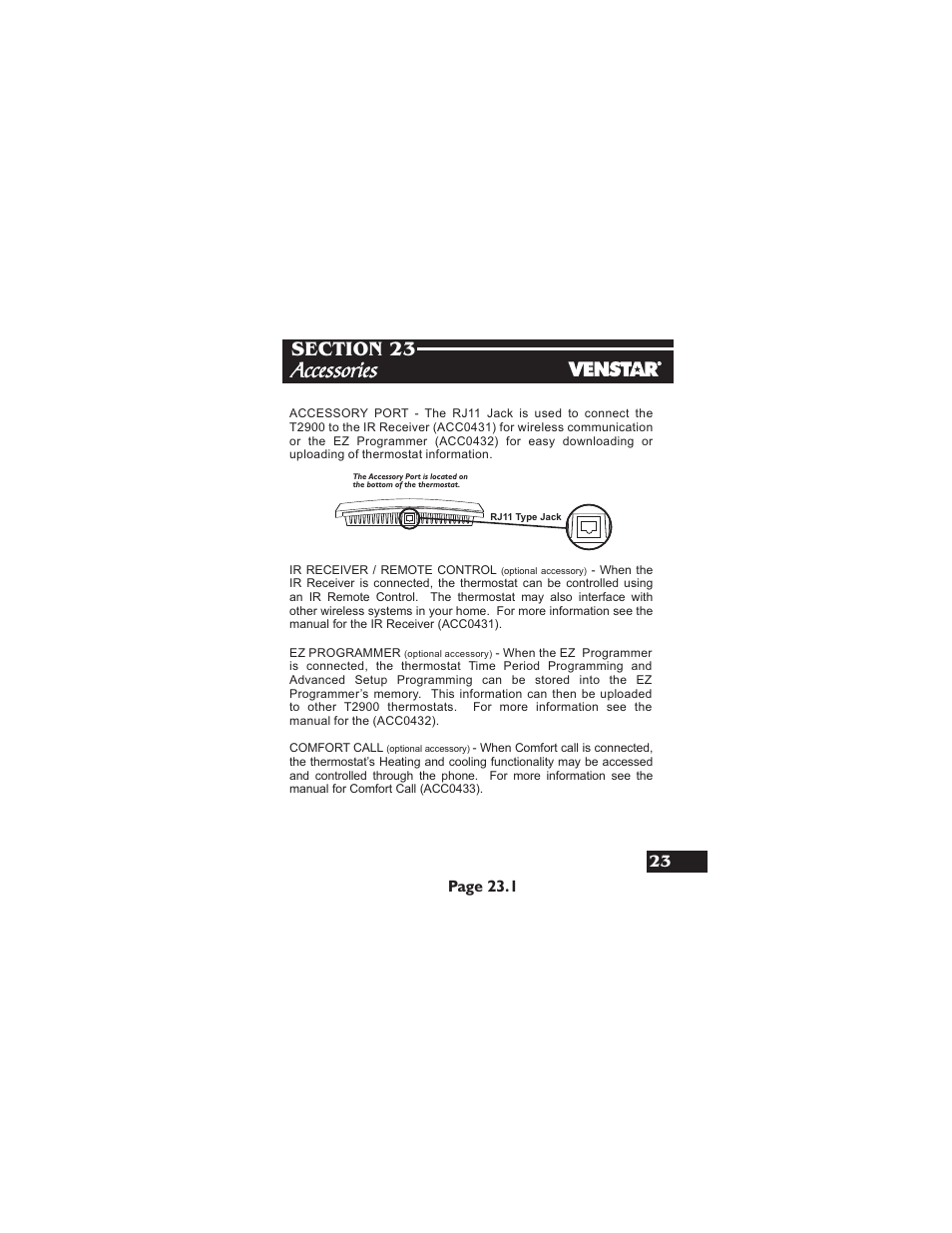 Accessories, Page 23.1 | Venstar T2900 User Manual | Page 104 / 113