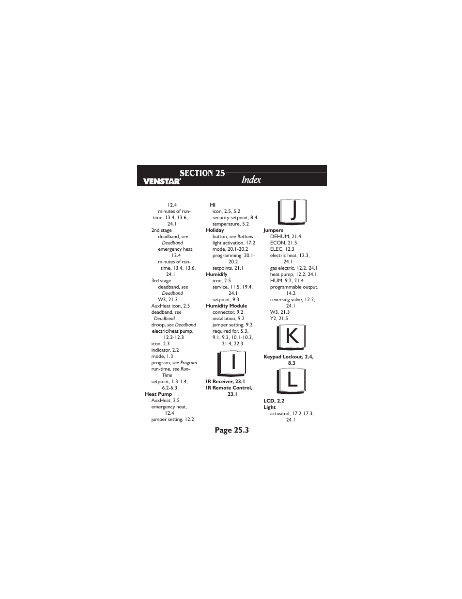 Kl j | Venstar T2900 User Manual | Page 108 / 113