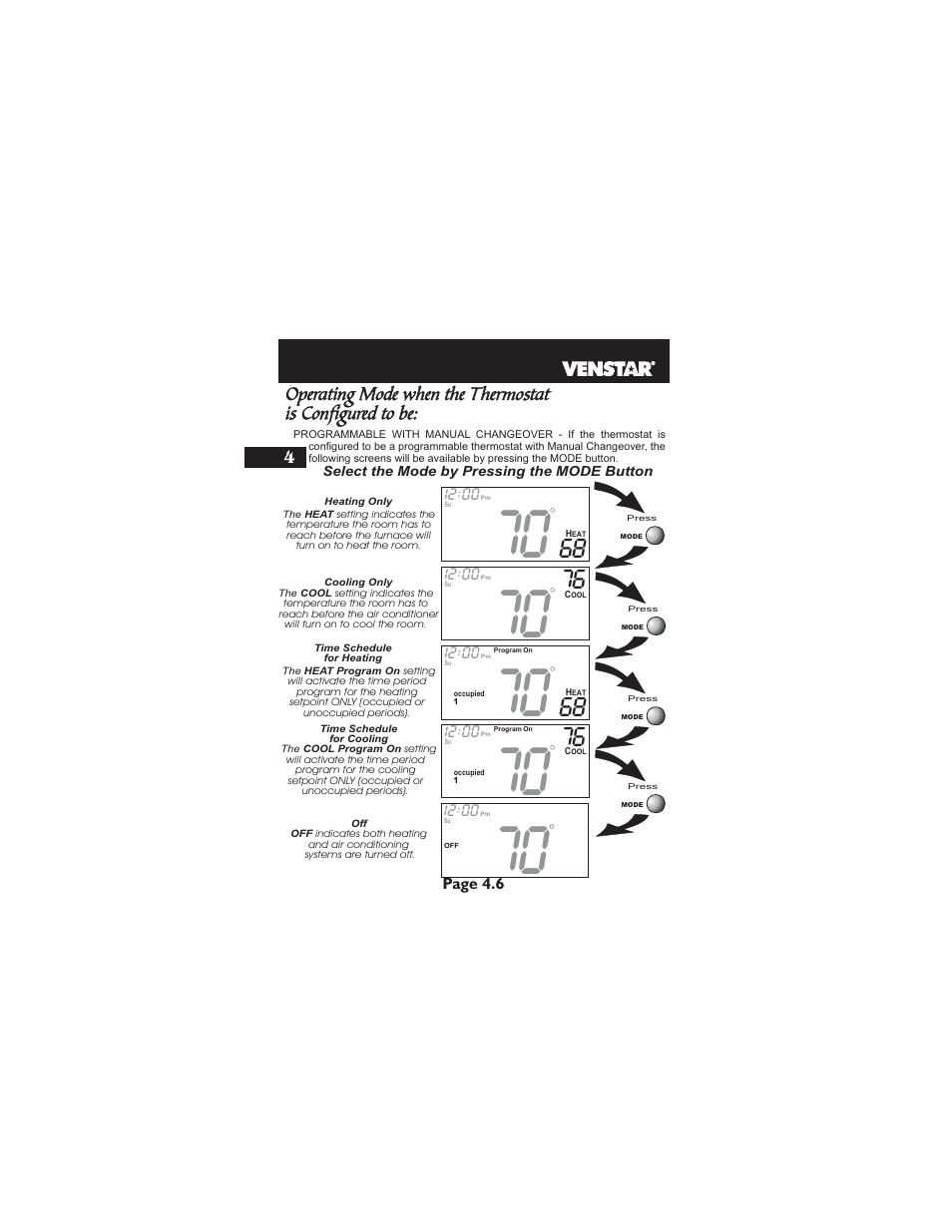 Page 4.6 4 | Venstar T2900 User Manual | Page 23 / 113