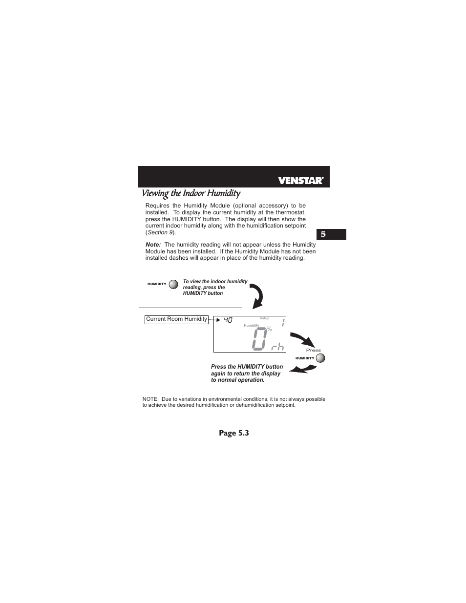 Viewing the indoor humidity | Venstar T2900 User Manual | Page 28 / 113