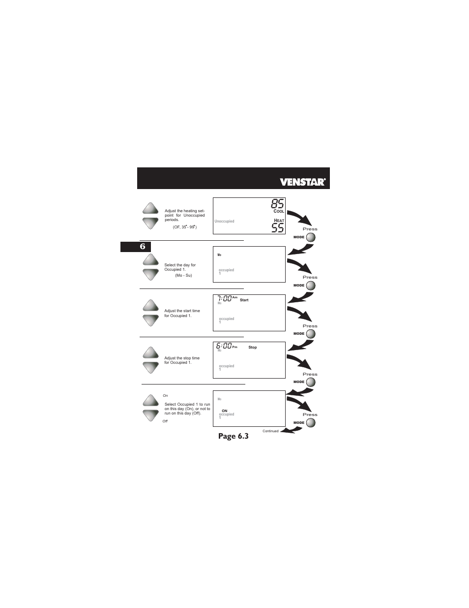 Page 6.3 | Venstar T2900 User Manual | Page 31 / 113