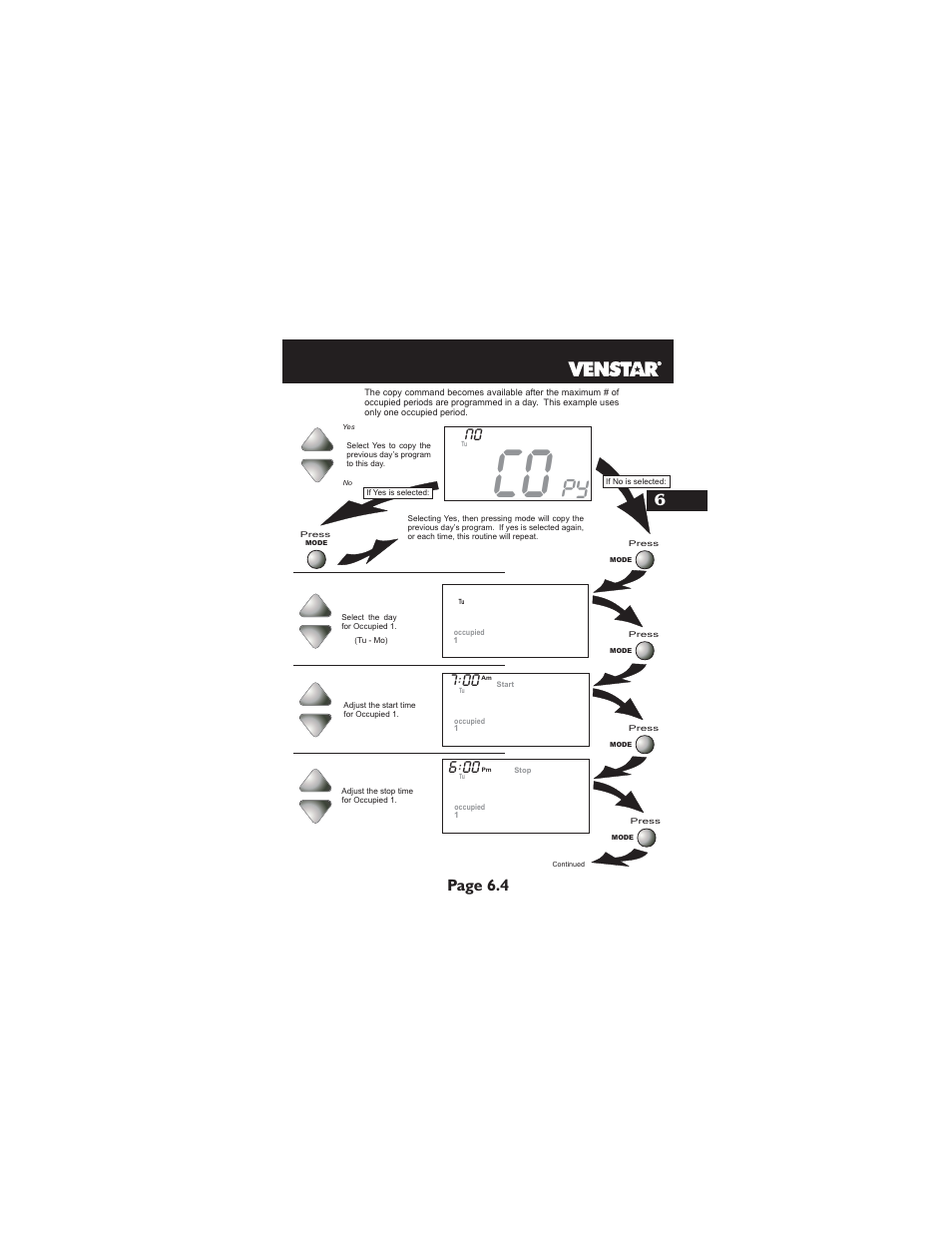 Page 6.4 | Venstar T2900 User Manual | Page 32 / 113