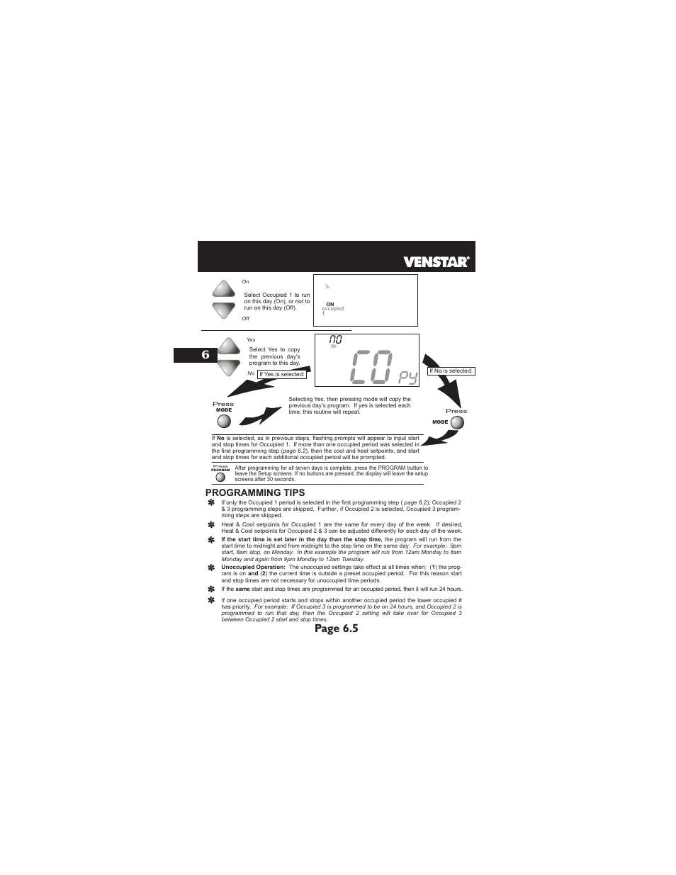 Page 6.5 | Venstar T2900 User Manual | Page 33 / 113