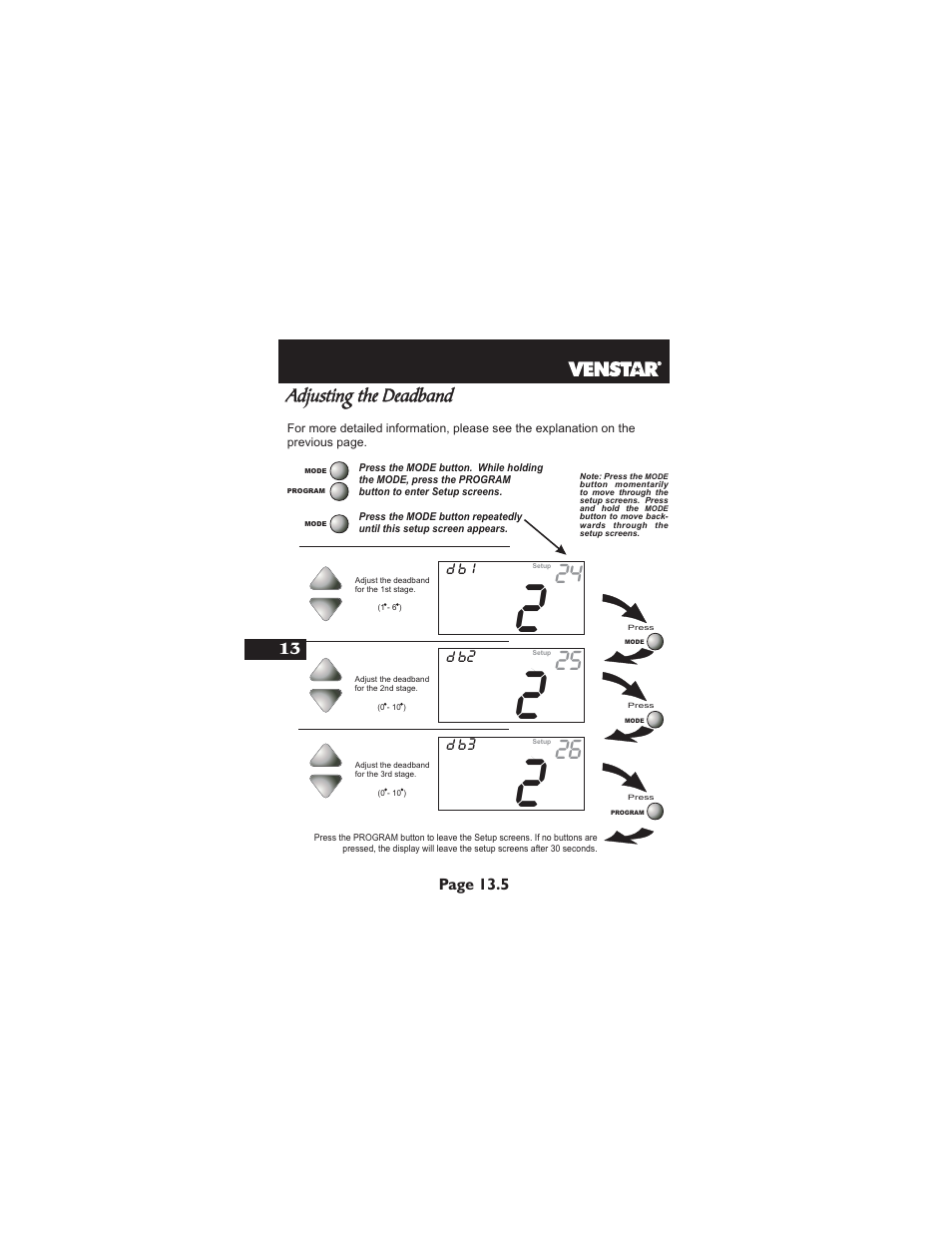 Adjusting the deadband | Venstar T2900 User Manual | Page 67 / 113