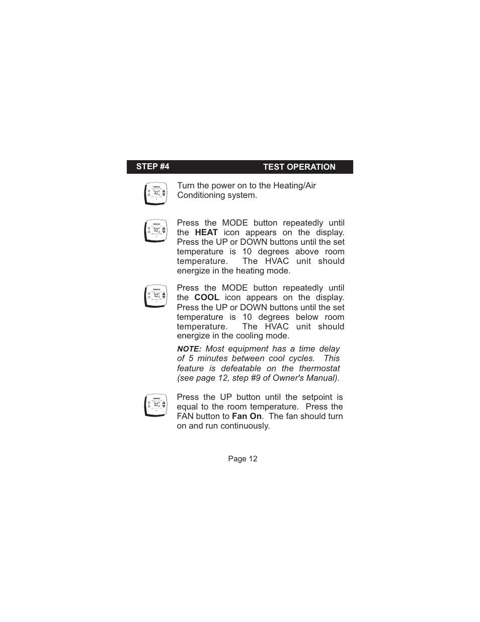 Step #4 test operation | Venstar T1010 Installation User Manual | Page 13 / 15