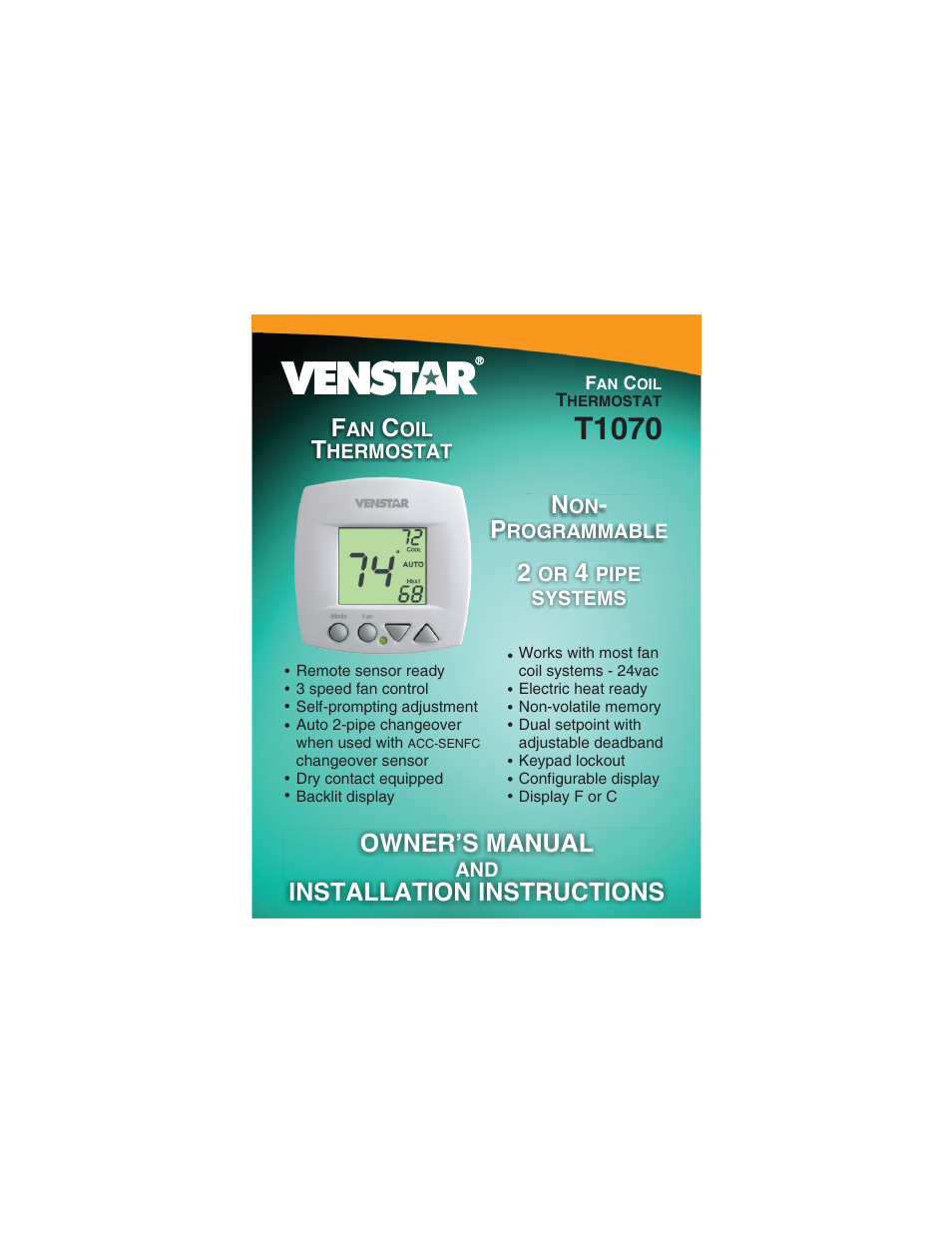 Venstar T1070 User Manual | 30 pages