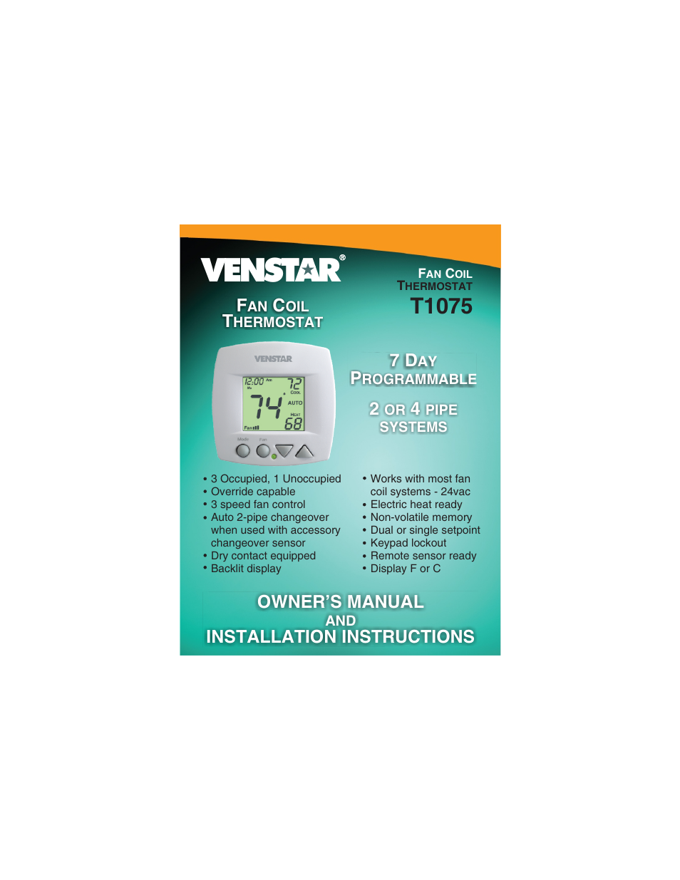 Venstar T1075 User Manual | 39 pages