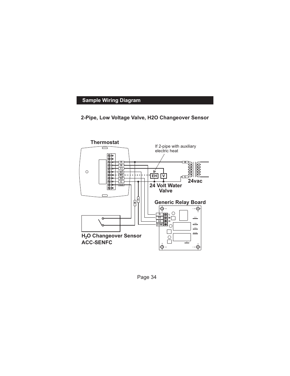 H o changeover sensor acc-senfc, Page 34, If 2-pipe with auxiliary electric heat | Venstar T1075 User Manual | Page 35 / 39