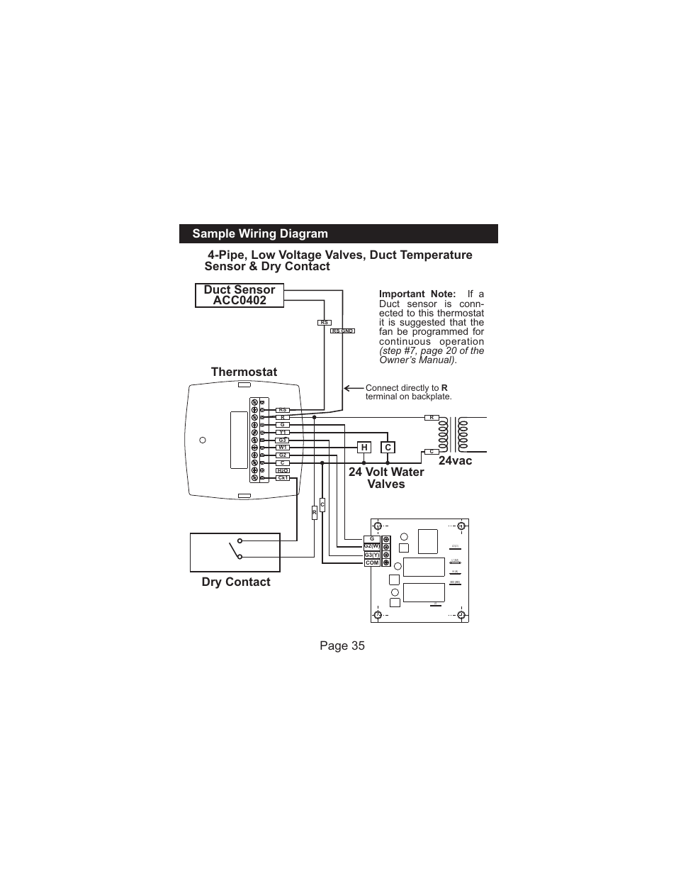 Dry contact duct sensor acc0402, 24 volt water valves thermostat 24vac, Page 35 | Venstar T1075 User Manual | Page 36 / 39