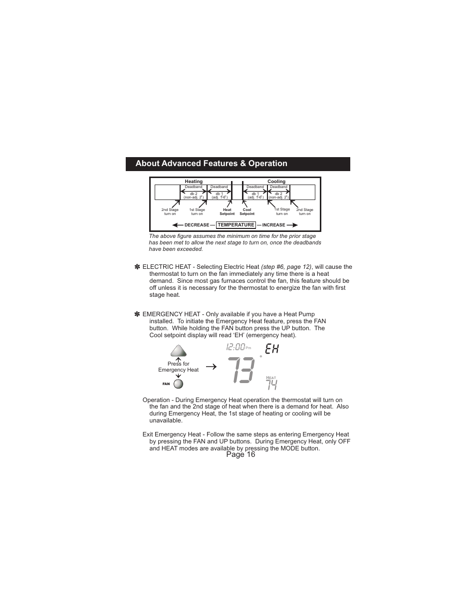 I2:00, About advanced features & operation, Page 16 | Venstar T1000FS User Manual | Page 17 / 20