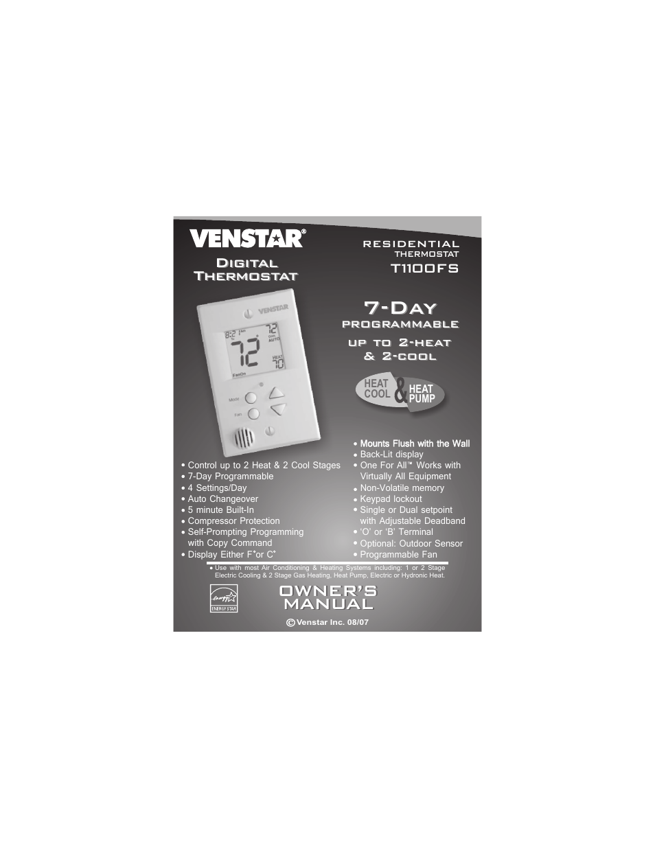 Venstar T1100FS User Manual | 23 pages