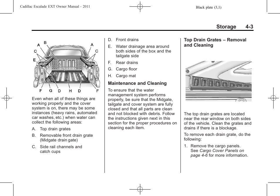 Storage 4-3 | Cadillac 2011 Escalade EXT User Manual | Page 119 / 508