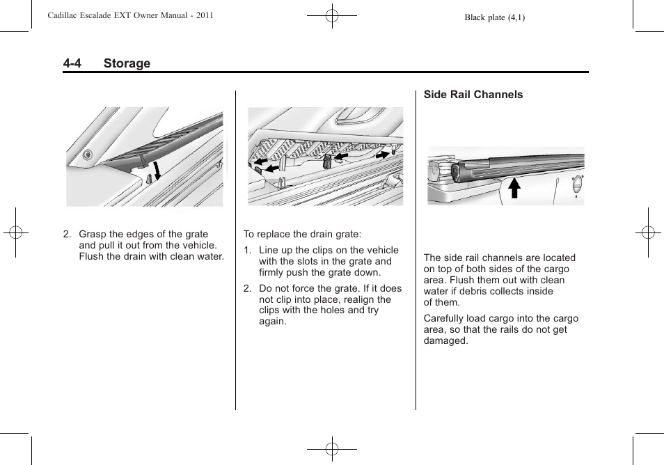 4 storage | Cadillac 2011 Escalade EXT User Manual | Page 120 / 508