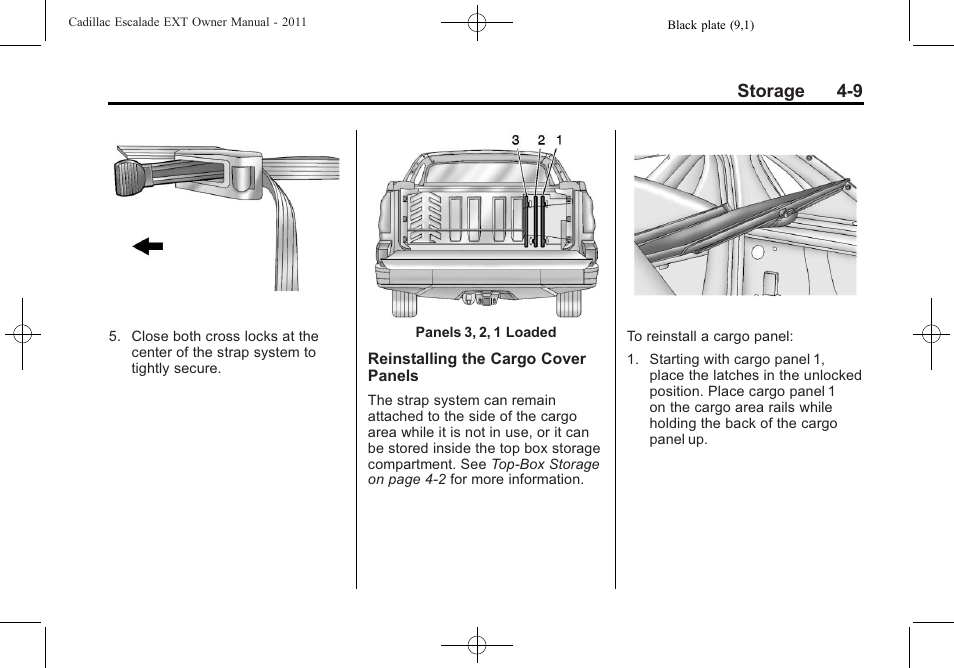 Storage 4-9 | Cadillac 2011 Escalade EXT User Manual | Page 125 / 508